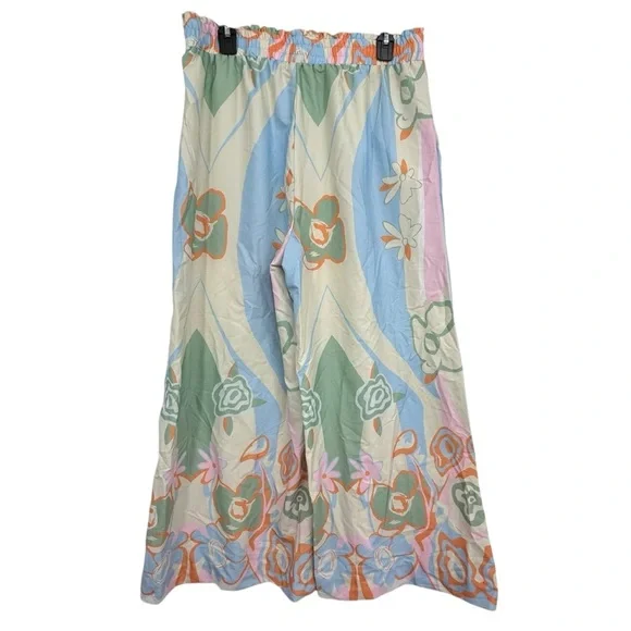 Boho Floral Print Two Piece Set Women’s XL | Smocked Crop Tank & Wide Leg Pants - Picture 4 of 14